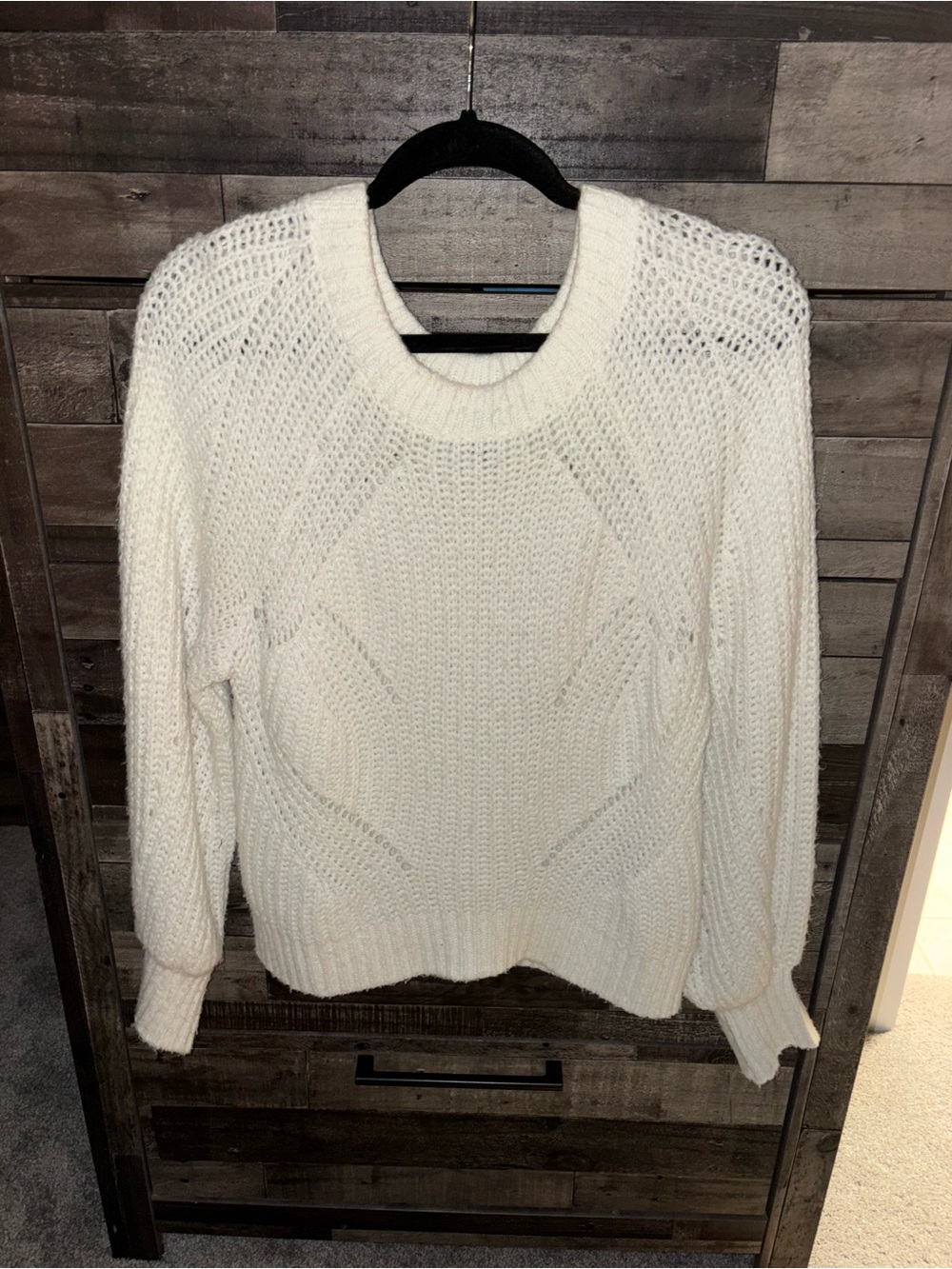Express Cream Cable Stitch Crewneck Sweater